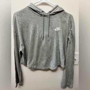 Nike Women's Gray Lightweight Cropped Hoodie Top Size Large